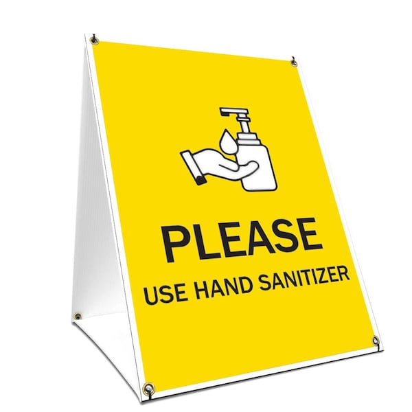 OSHA Sign, Please Use Sanitizer, 18in X 24in A-frame Heavy Duty, 24" W, 18" L, Please Use Sanitizer